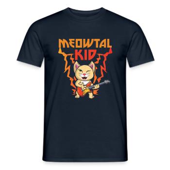 Heavy Meow Metal Kid Music Lover Guitar Cat - Männer T-Shirt - Navy - Vorne - AI Model Male 178 light (178cm)