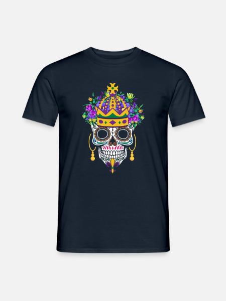 Mardi Gras Kostüm Blume Zucker Dia de los Muertos - Männer T-Shirt - Navy