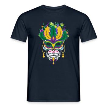Dia De Los Muertos Mardi Gras Costume Flower Sugar - Men's T-Shirt - navy - Front - AI Model Male 178 light (178cm)