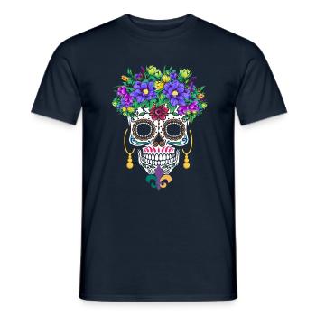Mardi Gras Masque Fleur Sucre Dia de Los Muertos - T-shirt homme - marine - Devant - AI Model Male 178 light (178cm)