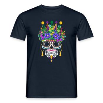 Mardi Gras Masque Fleur Sucre Dia de Los Muertos - T-shirt homme - marine - Devant - AI Model Male 178 light (178cm)