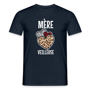 Hearts Leopard Mom French Happy Mother's Day - Men's T-Shirt - navy - Front - AI Model Male 178 light (178cm)