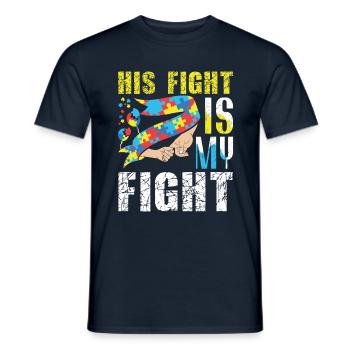 His Fight My Blue Puzzle Autism Awareness - Men's T-Shirt - navy - Front - AI Model Male 178 light (178cm)