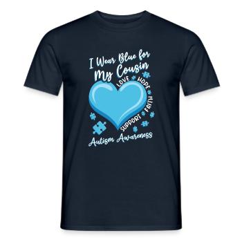Puzzle April Blue For Cousin Autism Awareness - Men's T-Shirt - navy - Front - AI Model Male 178 light (178cm)