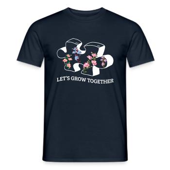 Together Grow Puzzle Plants Autism Awareness - Men's T-Shirt - navy - Front - AI Model Male 178 light (178cm)