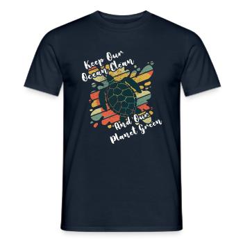 Retro Vintage Save Nature Oceans Day Earth Day - Men's T-Shirt - navy - Front - AI Model Male 178 light (178cm)
