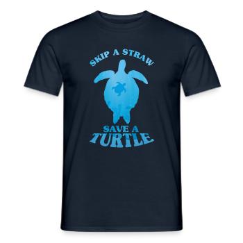 Sauver la tortue Nettoyer Sauver la nature Journée des océans Jour de la Terre - T-shirt homme - marine - Devant - AI Model Male 178 light (178cm)