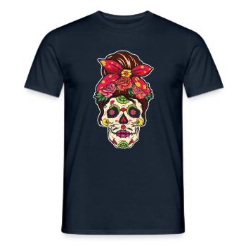 Coloré Dia De Los Muertos Fête des mères 2023 - T-shirt homme - marine - Devant - AI Model Male 178 light (178cm)