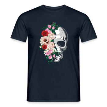 Mexican Flower Muertos Day Of Dead Sugar Bone - Men's T-Shirt - navy - Front - AI Model Male 178 light (178cm)