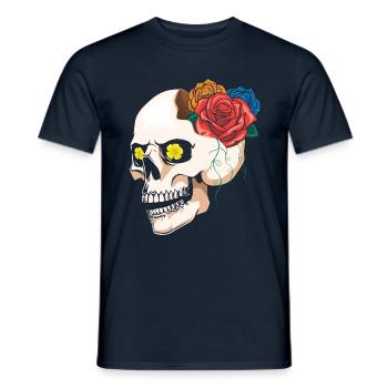 Rose Halloween Muertos Tag des toten Zuckerknochens - Männer T-Shirt - Navy - Vorne - AI Model Male 178 light (178cm)