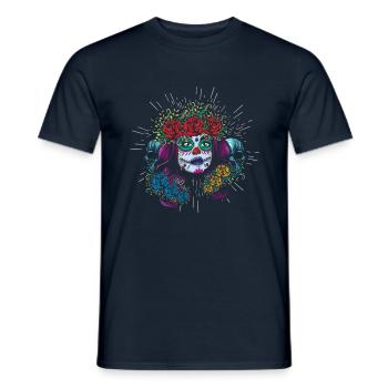 Muertos Day Of Dead Sugar Floral La Catrina - Men's T-Shirt - navy - Front - AI Model Male 178 light (178cm)