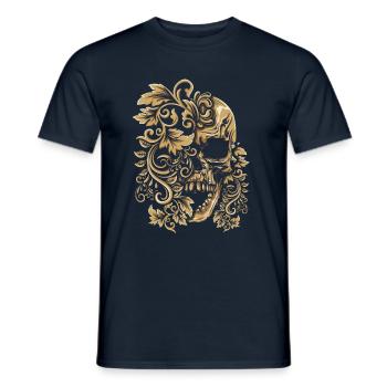 Floral Muertos Day Of Dead Sugar Bone Vintage - Men's T-Shirt - navy - Front - AI Model Male 178 light (178cm)