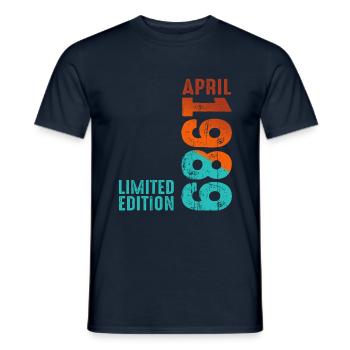 Depuis Avril 1989 Année 1989 Rétro Millésime 1989 - T-shirt homme - marine - Devant - AI Model Male 178 light (178cm)