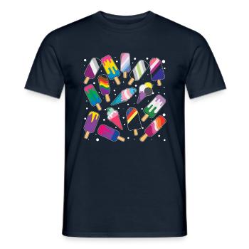 Eis am Stiel Schwul LGBTQ Regenbogen LGBT Pride Monat - Männer T-Shirt - Navy - Vorne - AI Model Male 178 light (178cm)