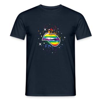 Bite Lips Gay LGBTQ Rainbow LGBT Pride Month - Men's T-Shirt - navy - Front - AI Model Male 178 light (178cm)