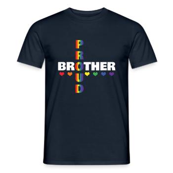 Proud Brother Gay LGBTQ Rainbow LGBT Pride Month - Men's T-Shirt - navy - Front - AI Model Male 178 light (178cm)