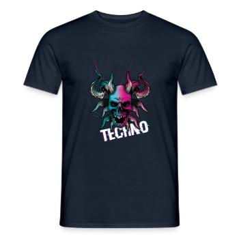 Skull Devil Raver Rave Hard Techno Dark Tekno - Men's T-Shirt - navy - Front - AI Model Male 178 light (178cm)