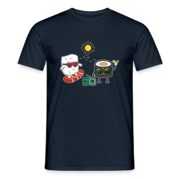 Kawaii Funny Japanese Sushi Surf Hello Summer - Men's T-Shirt - navy - Front - AI Model Male 178 light (178cm)