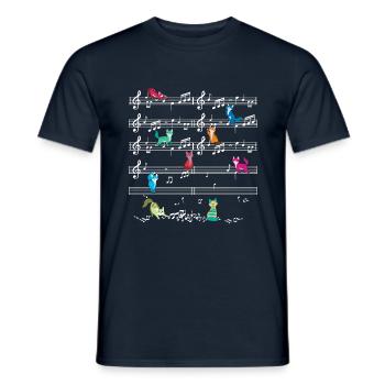 Colorful Cat Playing On Musical Notes Musician - Men's T-Shirt - navy - Front - AI Model Male 178 light (178cm)