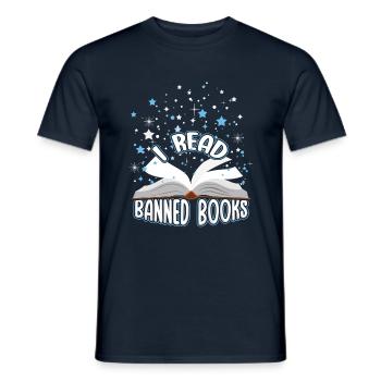 Ich lese verbotenes Buch Lustiger Buchliebhaber Leser Lesen - Männer T-Shirt - Navy - Vorne - AI Model Male 178 light (178cm)