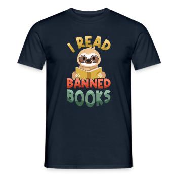Ich habe Verbotenes Buch Faultier Buch Liebhaber Leser Lesen - Männer T-Shirt - Navy - Vorne - AI Model Male 178 light (178cm)