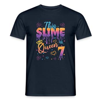 Age 7 Year Old Kids Slime Lover This Slime Girl - Men's T-Shirt - navy - Front - AI Model Male 178 light (178cm)
