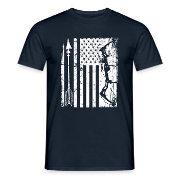 Outdoor Hunting American Flag Bow Arrow Target - Men's T-Shirt - navy - Front - AI Model Male 178 light (178cm)