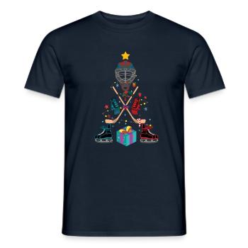 Dezember 2021 Winter Hockeyspieler Weihnachtsbaum - Männer T-Shirt - Navy - Vorne - AI Model Male 178 light (178cm)