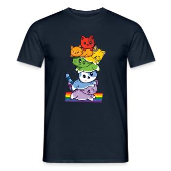LGBTQ Katze Regenbogen Flagge Gay Pride LGBT Pride Monat - Männer T-Shirt - Navy - Vorne - AI Model Male 178 light (178cm)