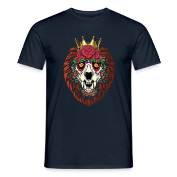 Animal Lion Floral Muertos Day Of Dead Halloween - Men's T-Shirt - navy - Front - AI Model Male 178 light (178cm)
