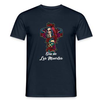 La Calavera Muertos floraux mexicains Jour des morts - T-shirt homme - marine - Devant - AI Model Male 178 light (178cm)