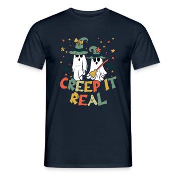 Retro Vintage Ghost Witch Lazy Creepy Halloween - Men's T-Shirt - navy - Front - AI Model Male 178 light (178cm)