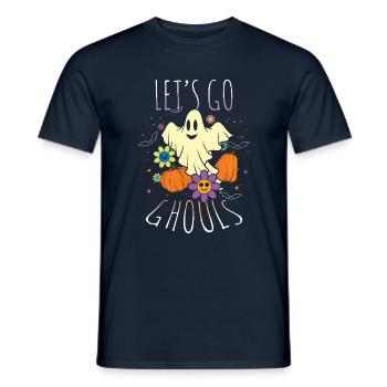 Retro Vintage Go Ghost Hippie Creepy Halloween - Men's T-Shirt - navy - Front - AI Model Male 178 light (178cm)