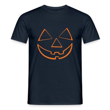 Pumpkin Head Face Lazy Halloween Pumpkin - T-shirt homme - marine - Devant - AI Model Male 178 light (178cm)