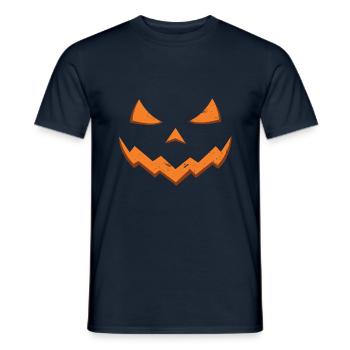 Carved Pumpkin Head Face Lazy Halloween Pumpkin - Men's T-Shirt - navy - Front - AI Model Male 178 light (178cm)