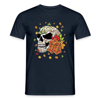 Fall Vibes Autumn Pumpkin Muertos Day Of Dead - Men's T-Shirt - navy - Front - AI Model Male 178 light (178cm)