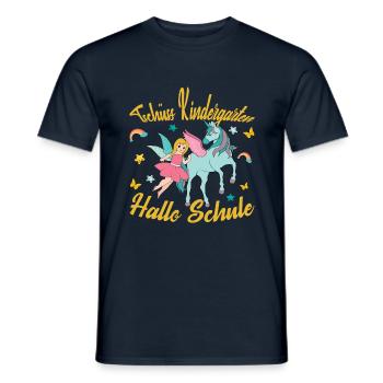 Inscription Bye Bye Kindergarten Hello School - T-shirt homme - marine - Devant - AI Model Male 178 light (178cm)