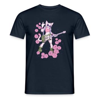 Musician Cat Plays Guitar Instruments Rock Metal - Men's T-Shirt - navy - Front - AI Model Male 178 light (178cm)