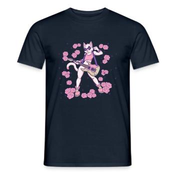 Goth Cat spielt Gitarre Instrumente Rock Metal - Männer T-Shirt - Navy - Vorne - AI Model Male 178 light (178cm)