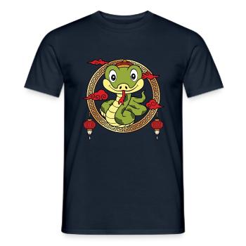Lustiges chinesisches Neujahrsfest der Schlange Chinesisches Tierkreiszeichen - Männer T-Shirt - Navy - Vorne - AI Model Male 178 light (178cm)