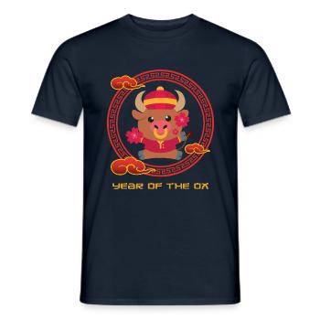 Year Of Ox Cute Chinese Kawaii Chinese New Year - Men's T-Shirt - navy - Front - AI Model Male 178 light (178cm)
