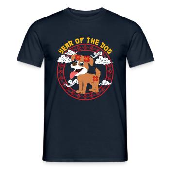 Année Du Chien Zodiaque Mignon Kawaii Nouvel An - T-shirt homme - marine - Devant - AI Model Male 178 light (178cm)