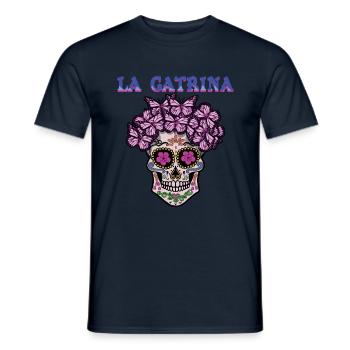 Schmetterling La Catrina Muertos Tag Des Toten Halloween - Männer T-Shirt - Navy - Vorne - AI Model Male 178 light (178cm)