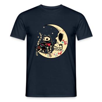 Cat Moon Floral Muertos Day Of Dead Halloween - Men's T-Shirt - navy - Front - AI Model Male 178 light (178cm)