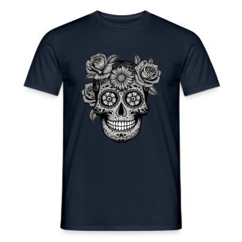 Monochrome Muertos Day Of Dead Halloween - Men's T-Shirt - navy - Front - AI Model Male 178 light (178cm)