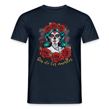 Muertos Tag der Toten Halloween - Männer T-Shirt - Navy - Vorne - AI Model Male 178 light (178cm)