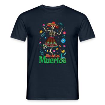Blumen Muertos Tag der Toten Halloween - Männer T-Shirt - Navy - Vorne - AI Model Male 178 light (178cm)