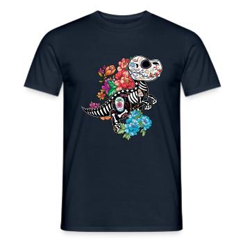 Dinosaur Skeleton Muertos Day Of Dead Halloween - Men's T-Shirt - navy - Front - AI Model Male 178 light (178cm)