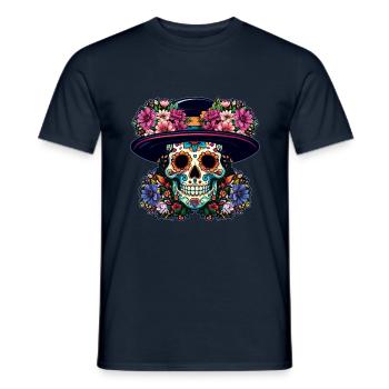 Skelett Hut Muertos Tag der Toten Halloween - Männer T-Shirt - Navy - Vorne - AI Model Male 178 light (178cm)