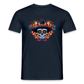 Hut Muertos Tag der Toten Halloween Skelett - Männer T-Shirt - Navy - Vorne - AI Model Male 178 light (178cm)